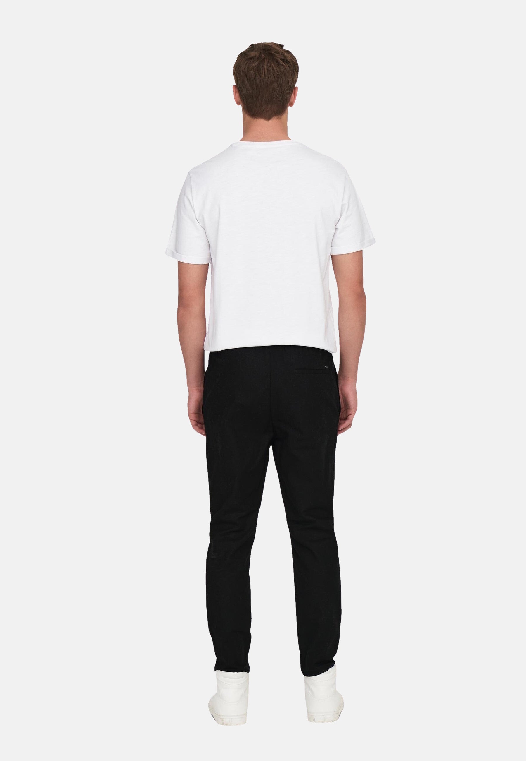 Only & Sons Unifarbene Stoffhose Linus mit elastischem Bund und seitlichen Eingrifftaschen in Regular Fit