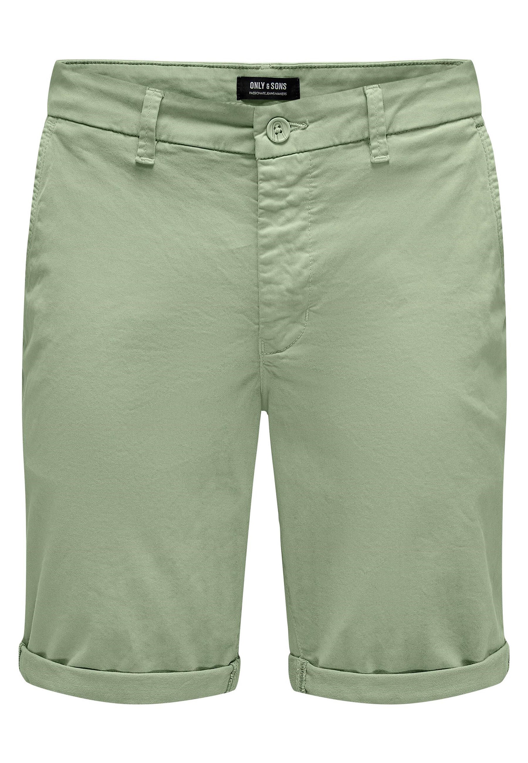 Only & Sons Unifarbene Short Peter Reg Twill mit seitlichen Eingrifftaschen und umgeschlagenem Saum