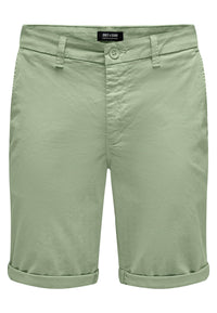 Only & Sons Unifarbene Short Peter Reg Twill mit seitlichen Eingrifftaschen und umgeschlagenem Saum