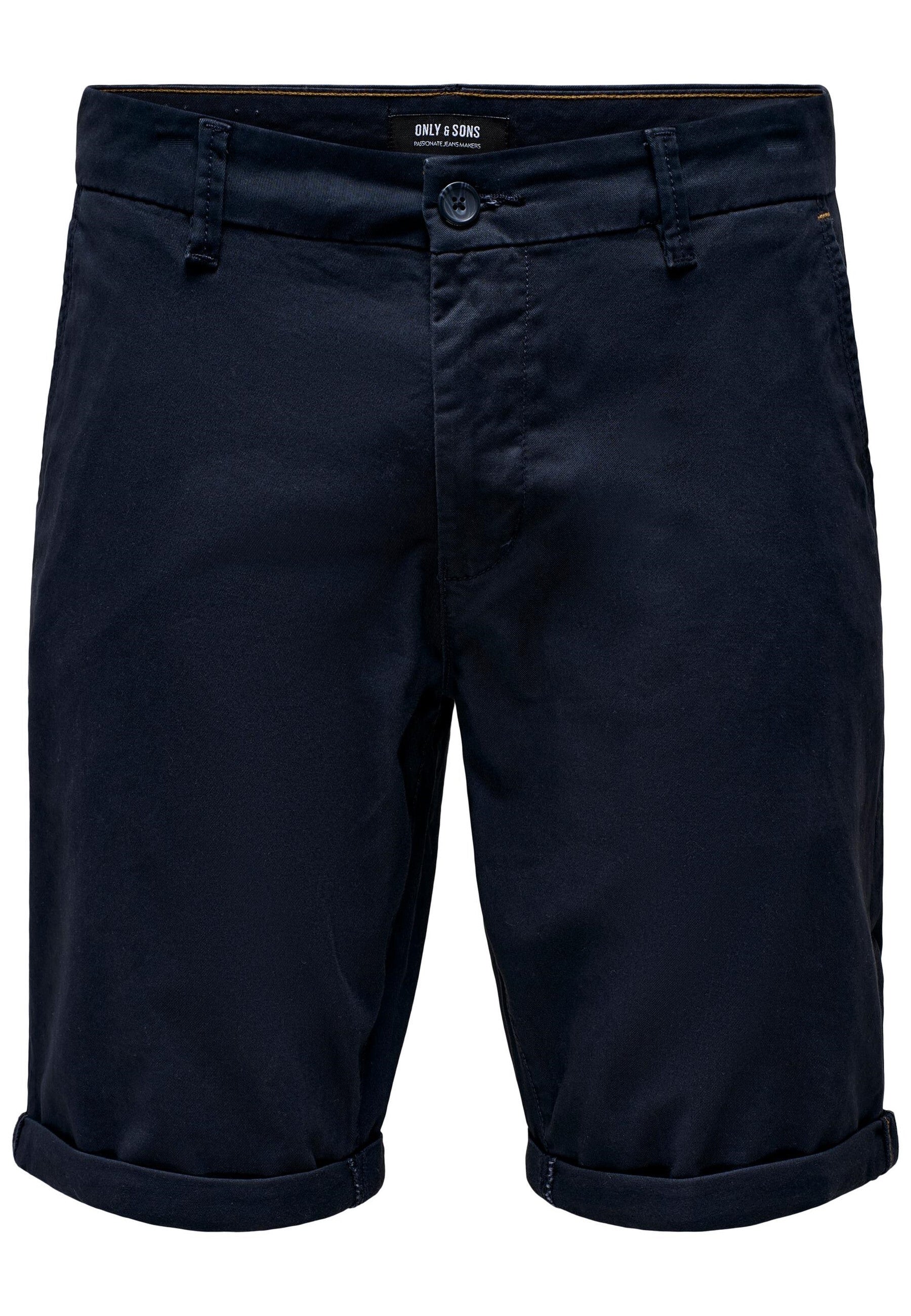 Only & Sons Unifarbene Short Peter Reg Twill mit seitlichen Eingrifftaschen und umgeschlagenem Saum