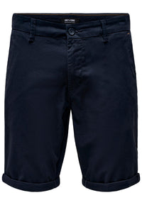 Only & Sons Unifarbene Short Peter Reg Twill mit seitlichen Eingrifftaschen und umgeschlagenem Saum