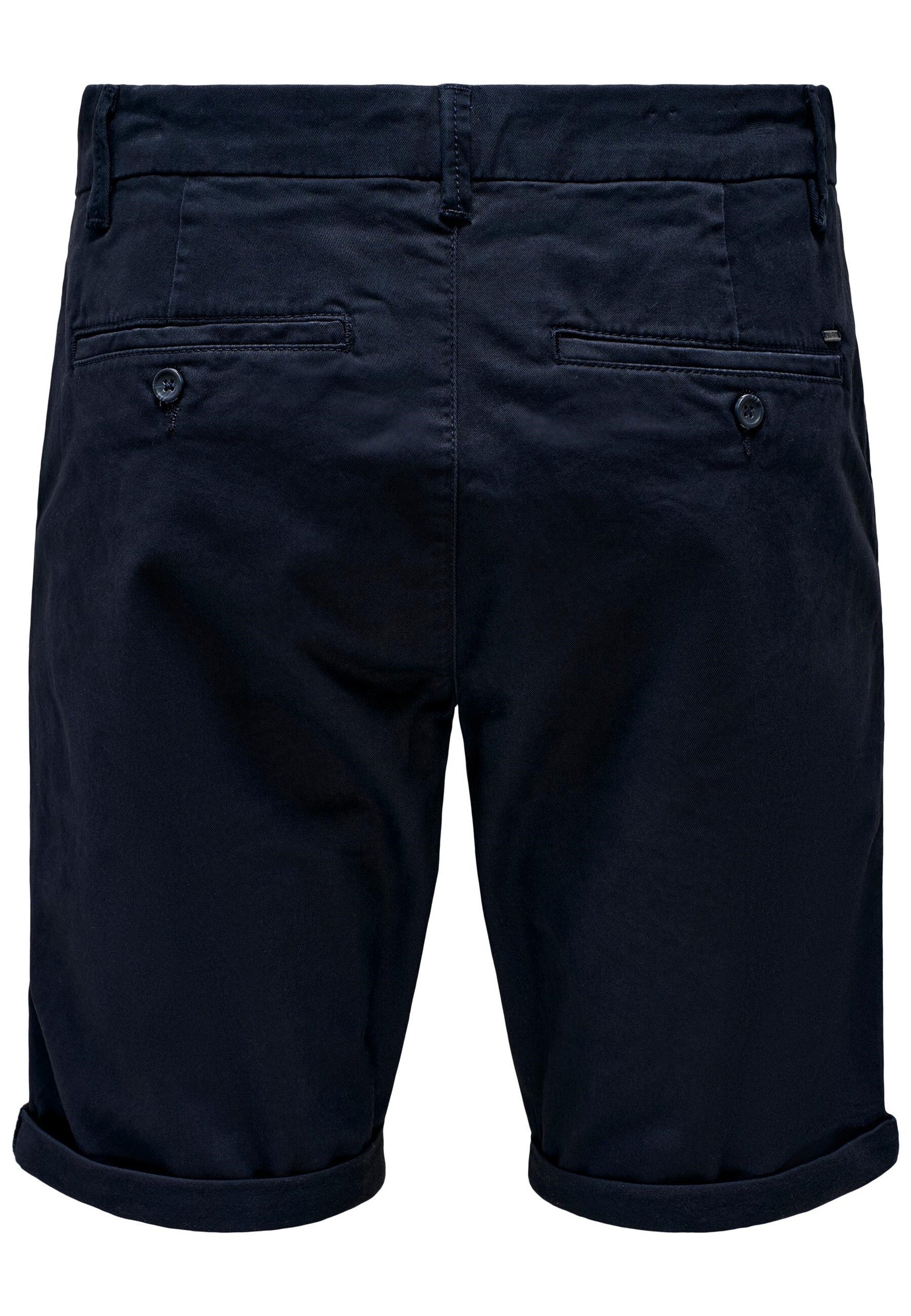 Only & Sons Unifarbene Short Peter Reg Twill mit seitlichen Eingrifftaschen und umgeschlagenem Saum