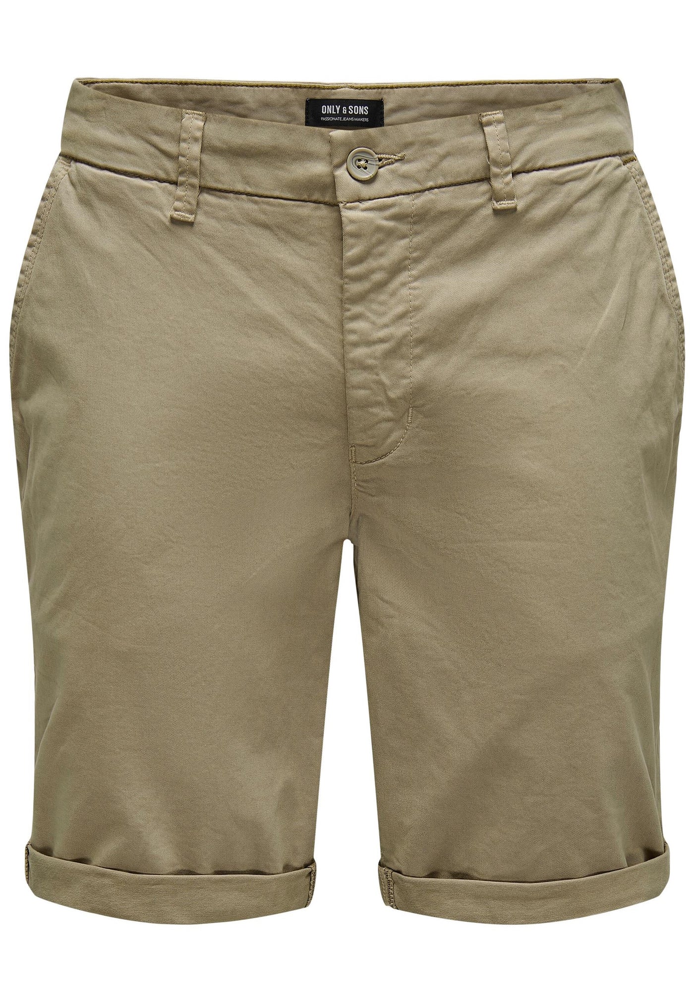 Only & Sons Unifarbene Short Peter Reg Twill mit seitlichen Eingrifftaschen und umgeschlagenem Saum