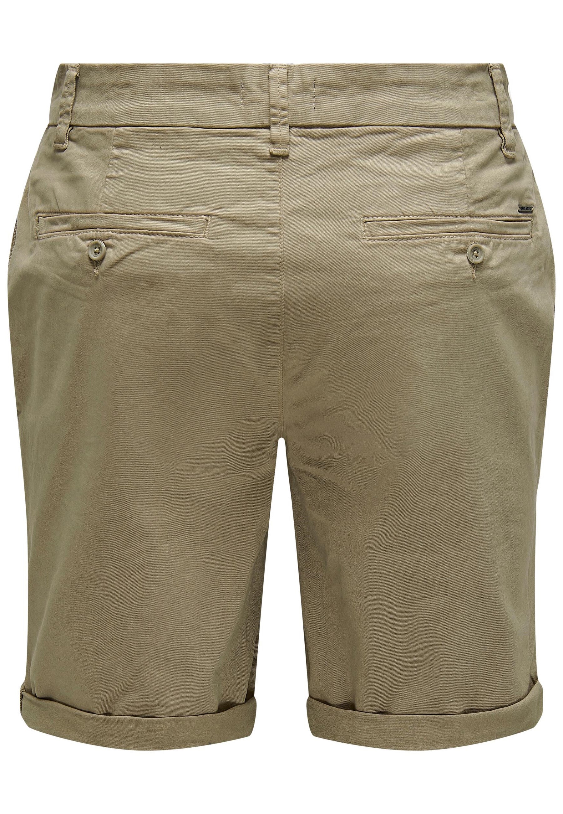 Only & Sons Unifarbene Short Peter Reg Twill mit seitlichen Eingrifftaschen und umgeschlagenem Saum