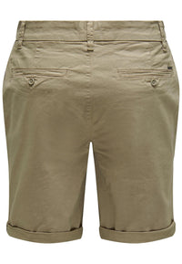 Only & Sons Unifarbene Short Peter Reg Twill mit seitlichen Eingrifftaschen und umgeschlagenem Saum
