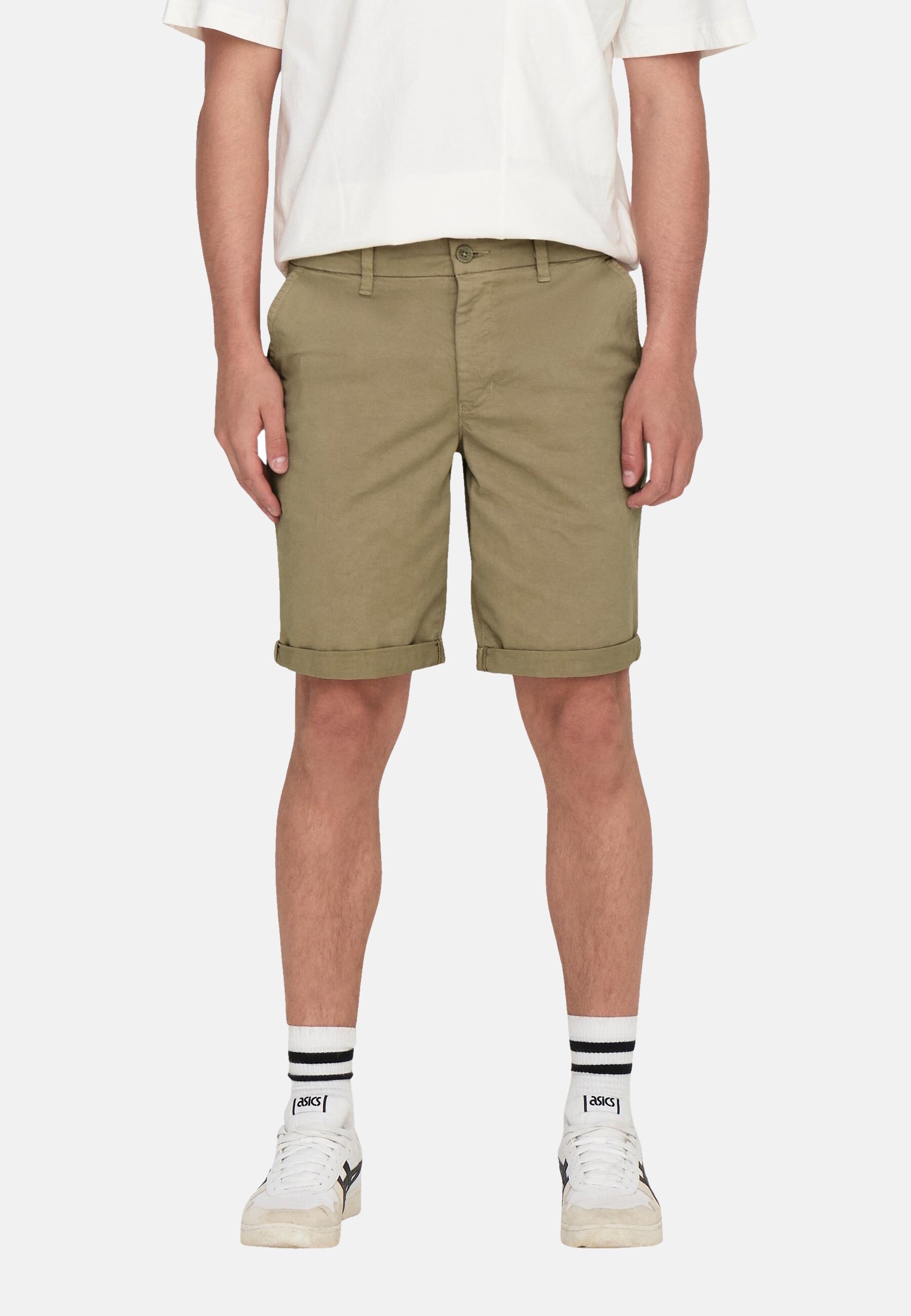 Only & Sons Unifarbene Short Peter Reg Twill mit seitlichen Eingrifftaschen und umgeschlagenem Saum