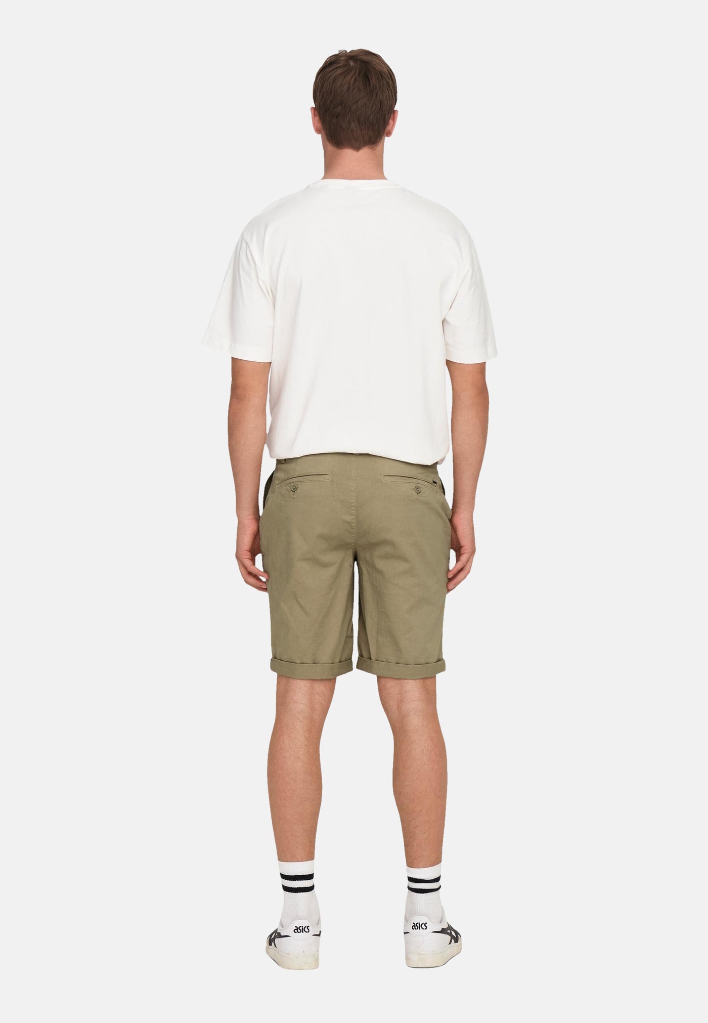 Only & Sons Unifarbene Short Peter Reg Twill mit seitlichen Eingrifftaschen und umgeschlagenem Saum