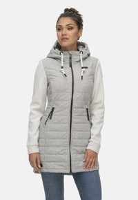 Ragwear LUCINDA LONG Übergangsjacke im Materialmix mit Reißverschluss und Kapuze