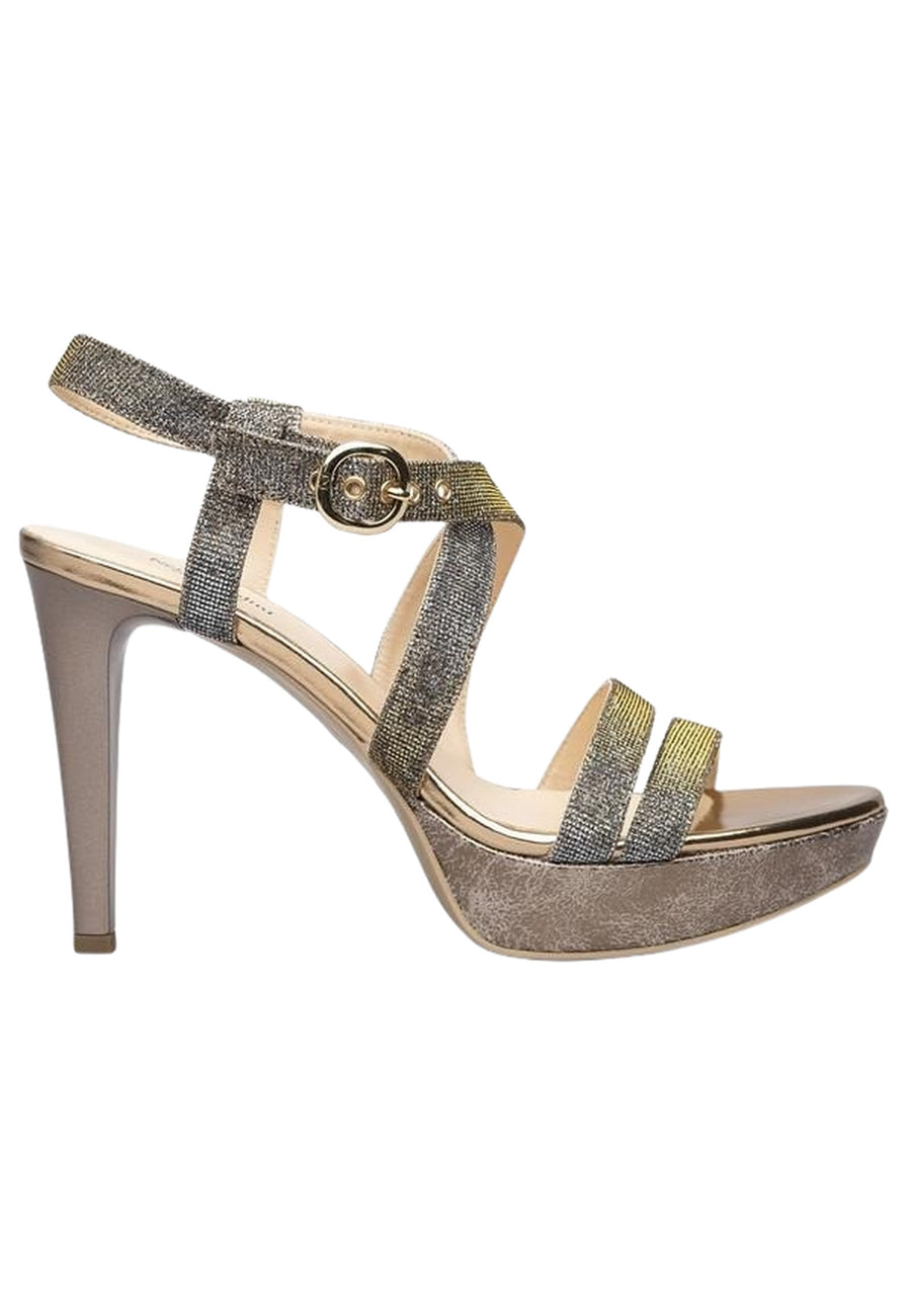 Nero Giardini High-Heel Sandaletten aus Leder und Canvas mit Glitzereffekt