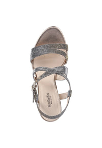 Nero Giardini High-Heel Sandaletten aus Leder und Canvas mit Glitzereffekt