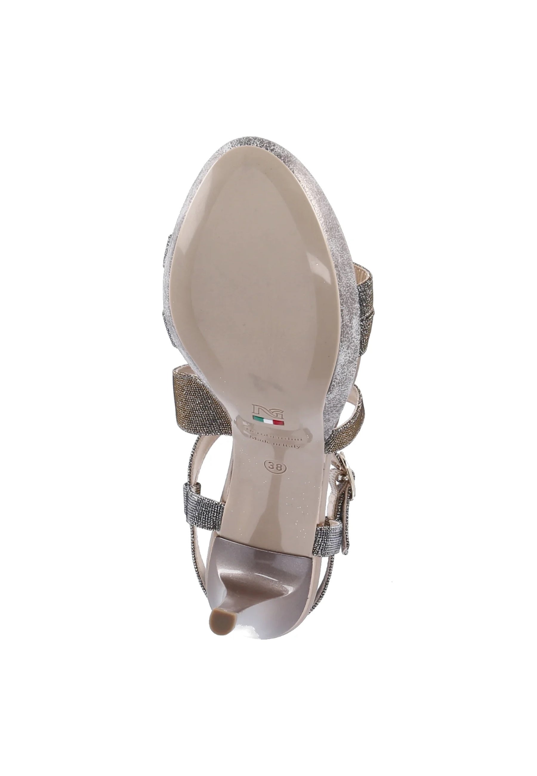 Nero Giardini High-Heel Sandaletten aus Leder und Canvas mit Glitzereffekt