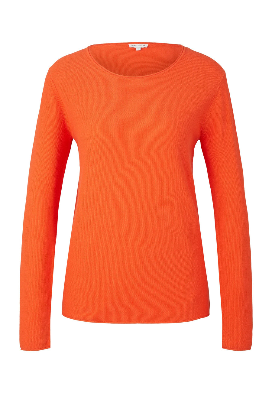 Tom Tailor Unifarbener Strickpullover mit Rundhalsausschnitt in Regular Fit