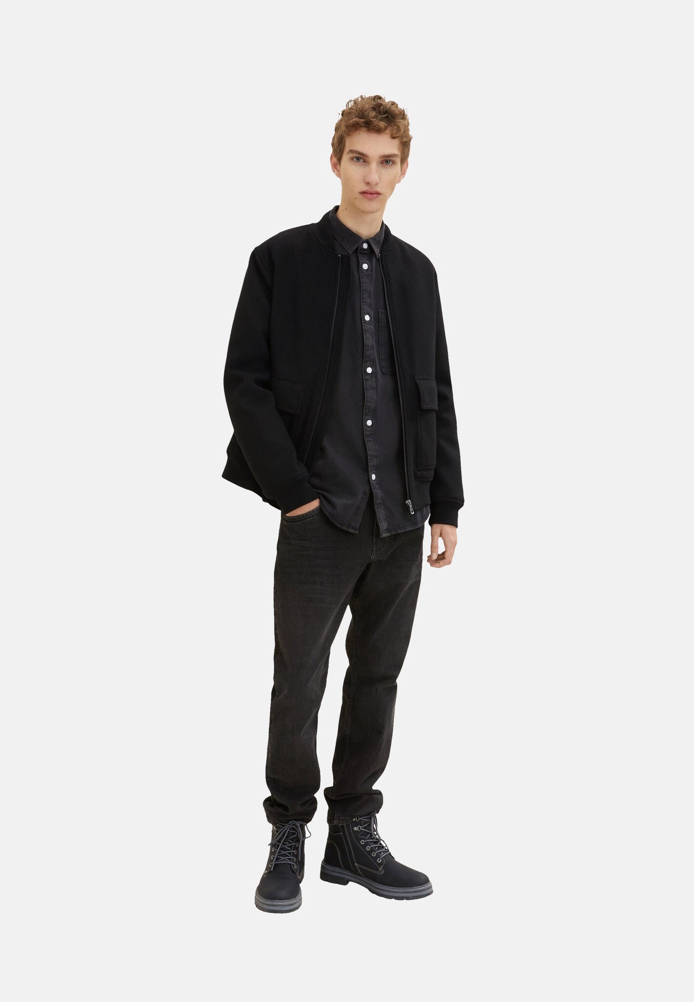 Tom Tailor Relaxed Denim-Hemd langem Arm, Kent-Kragen, Knopfleiste und Brusttasche