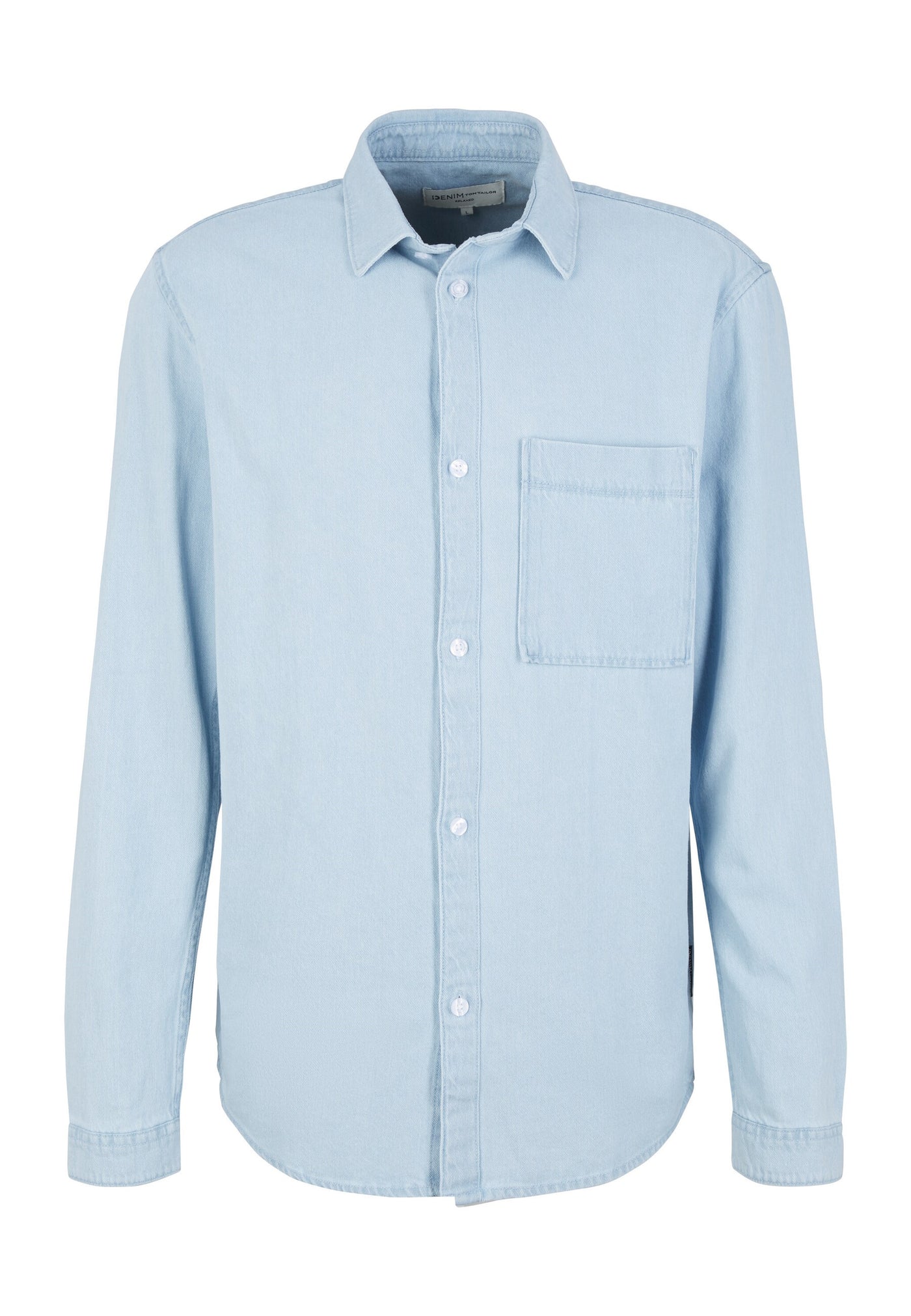 Tom Tailor Relaxed Denim-Hemd langem Arm, Kent-Kragen, Knopfleiste und Brusttasche