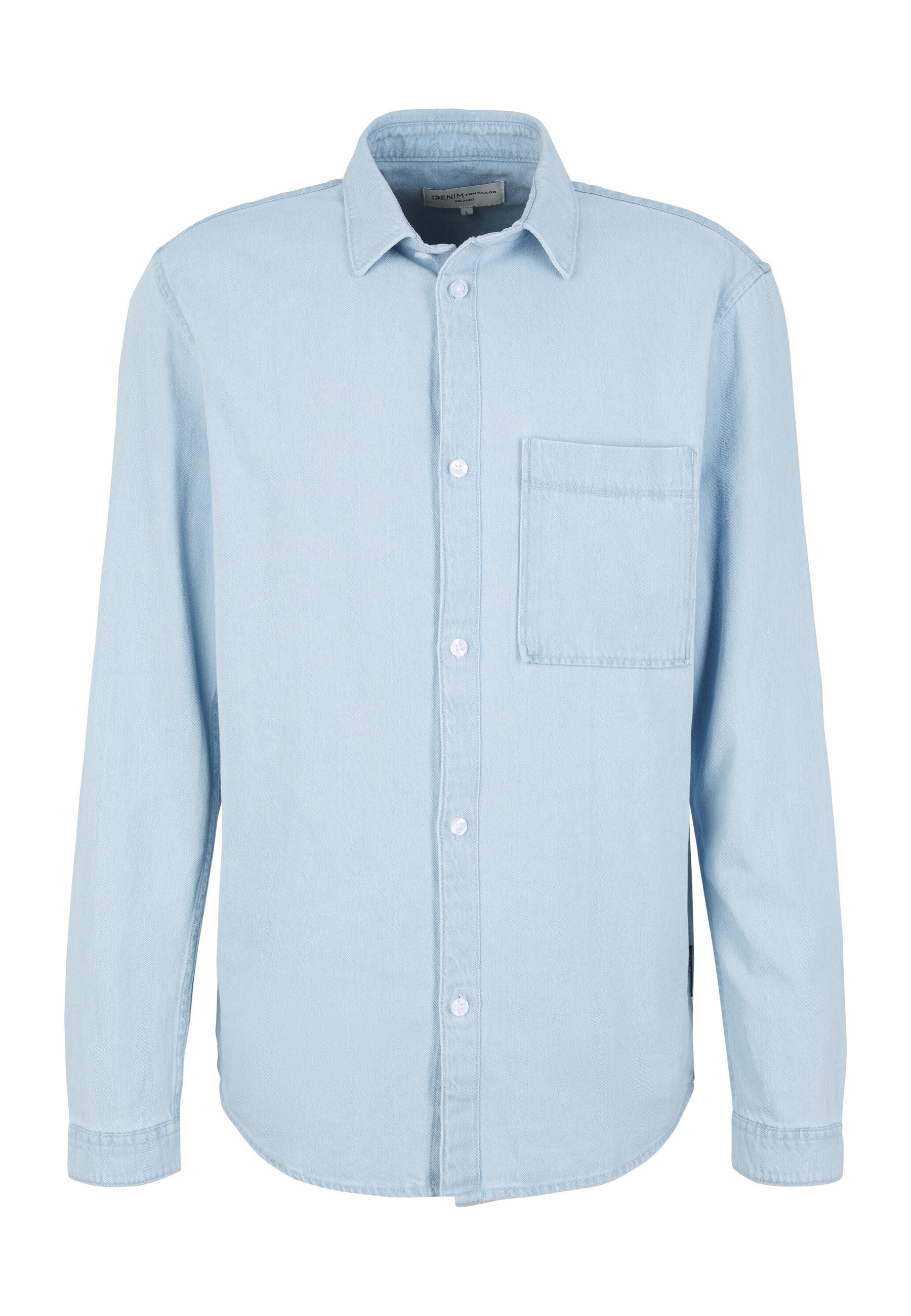 Tom Tailor Relaxed Denim-Hemd langem Arm, Kent-Kragen, Knopfleiste und Brusttasche