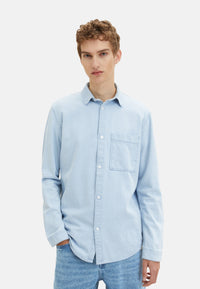 Tom Tailor Relaxed Denim-Hemd langem Arm, Kent-Kragen, Knopfleiste und Brusttasche