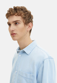 Tom Tailor Relaxed Denim-Hemd langem Arm, Kent-Kragen, Knopfleiste und Brusttasche