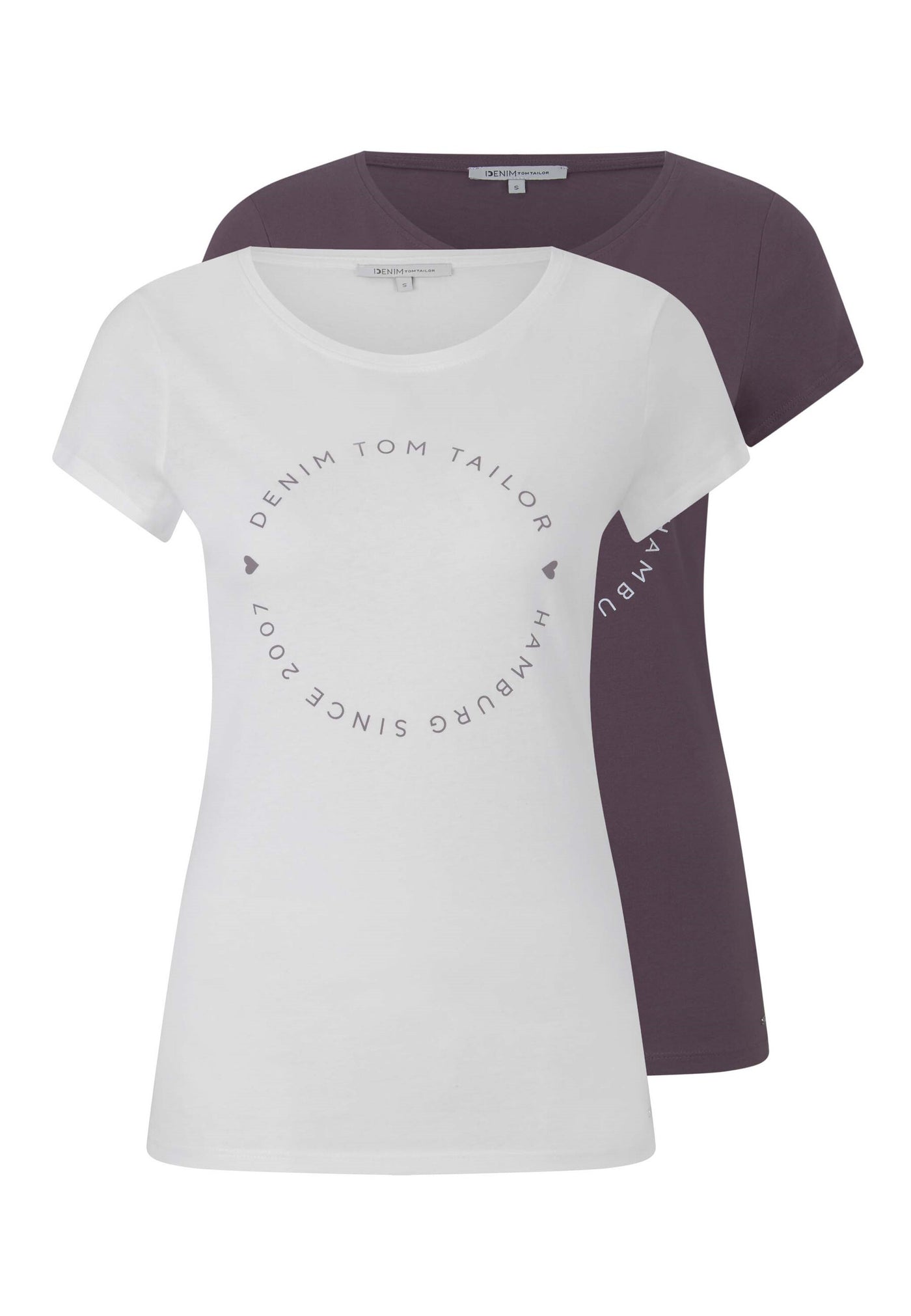 Tom Tailor Basic-T-Shirt im 2-Pack mit Rundhalsausschnitt und Logo-Print in Loose Fit