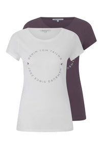 Tom Tailor Basic-T-Shirt im 2-Pack mit Rundhalsausschnitt und Logo-Print in Loose Fit