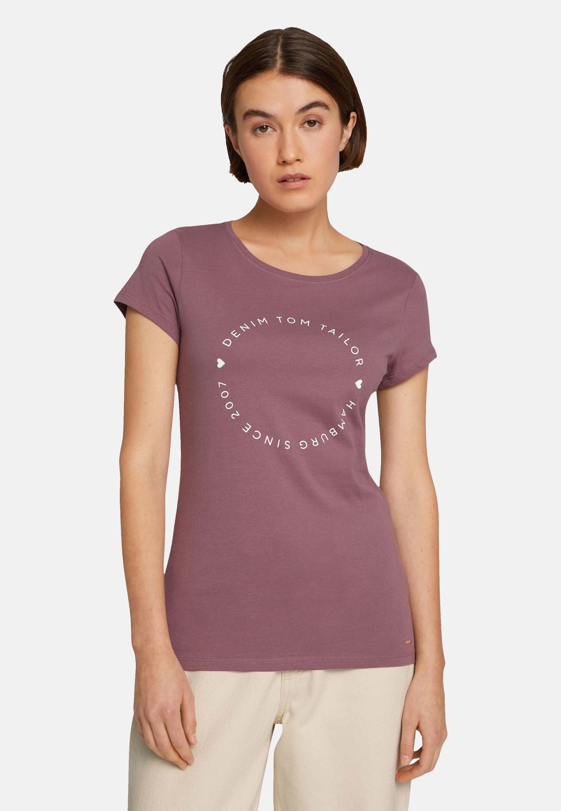 Tom Tailor Basic-T-Shirt im 2-Pack mit Rundhalsausschnitt und Logo-Print in Loose Fit