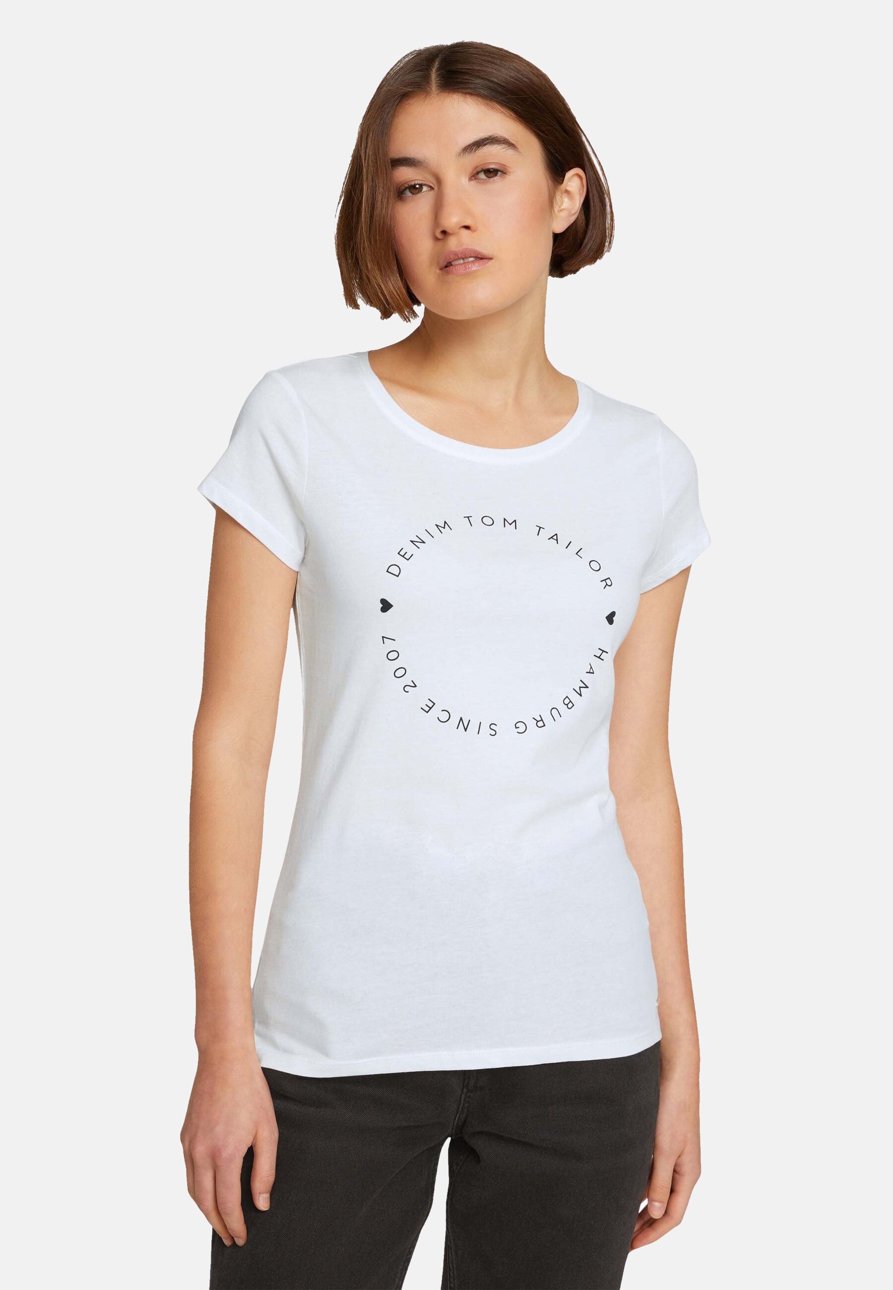 Tom Tailor Basic-T-Shirt im 2-Pack mit Rundhalsausschnitt und Logo-Print in Loose Fit