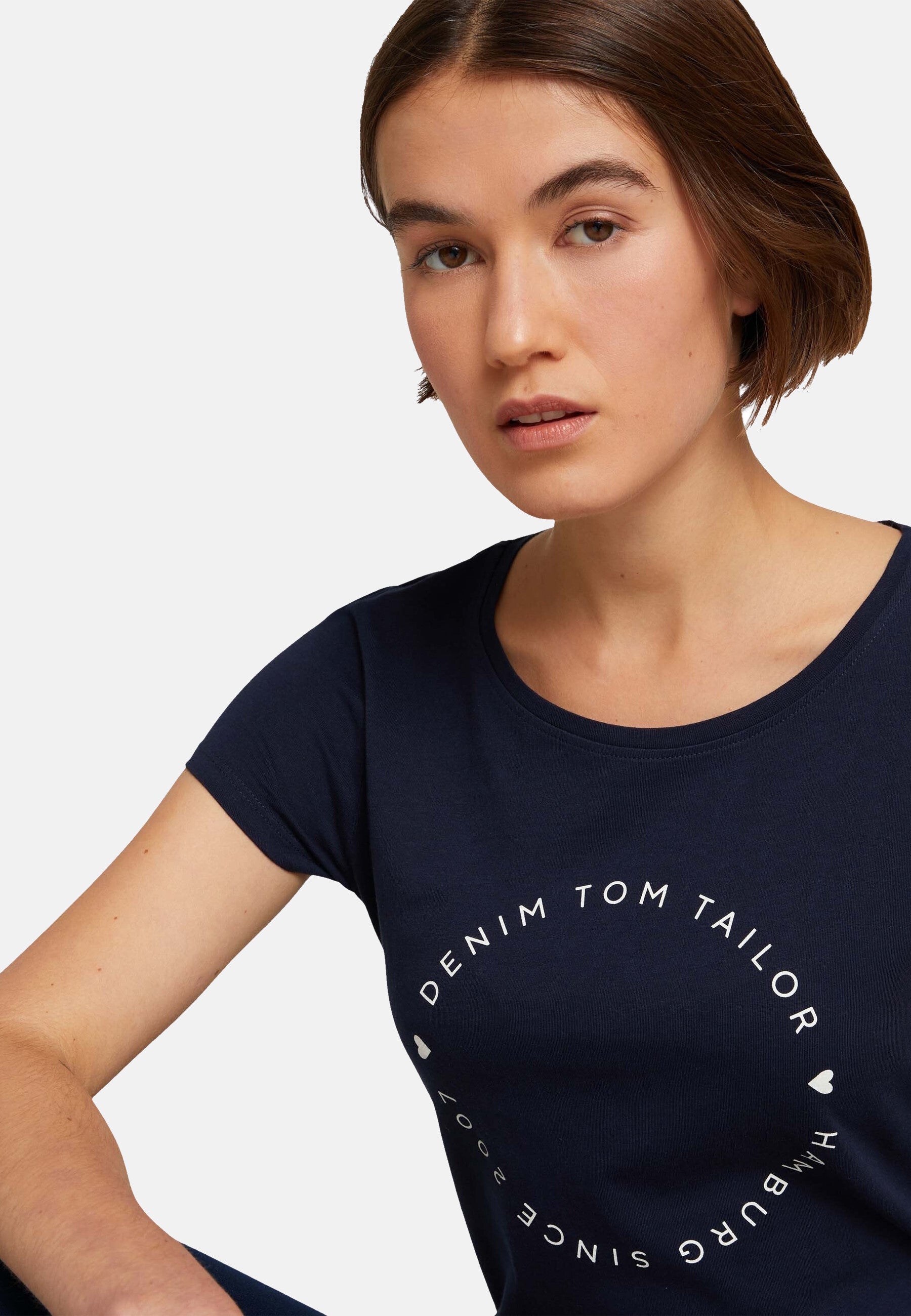 Tom Tailor Basic-T-Shirt im 2-Pack mit Rundhalsausschnitt und Logo-Print in Loose Fit