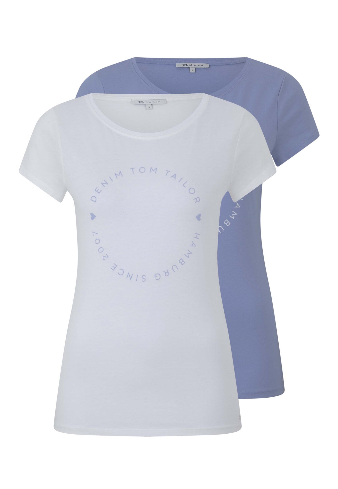 Tom Tailor Basic-T-Shirt im 2-Pack mit Rundhalsausschnitt und Logo-Print in Loose Fit