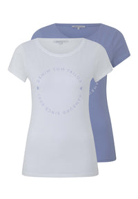 Tom Tailor Basic-T-Shirt im 2-Pack mit Rundhalsausschnitt und Logo-Print in Loose Fit