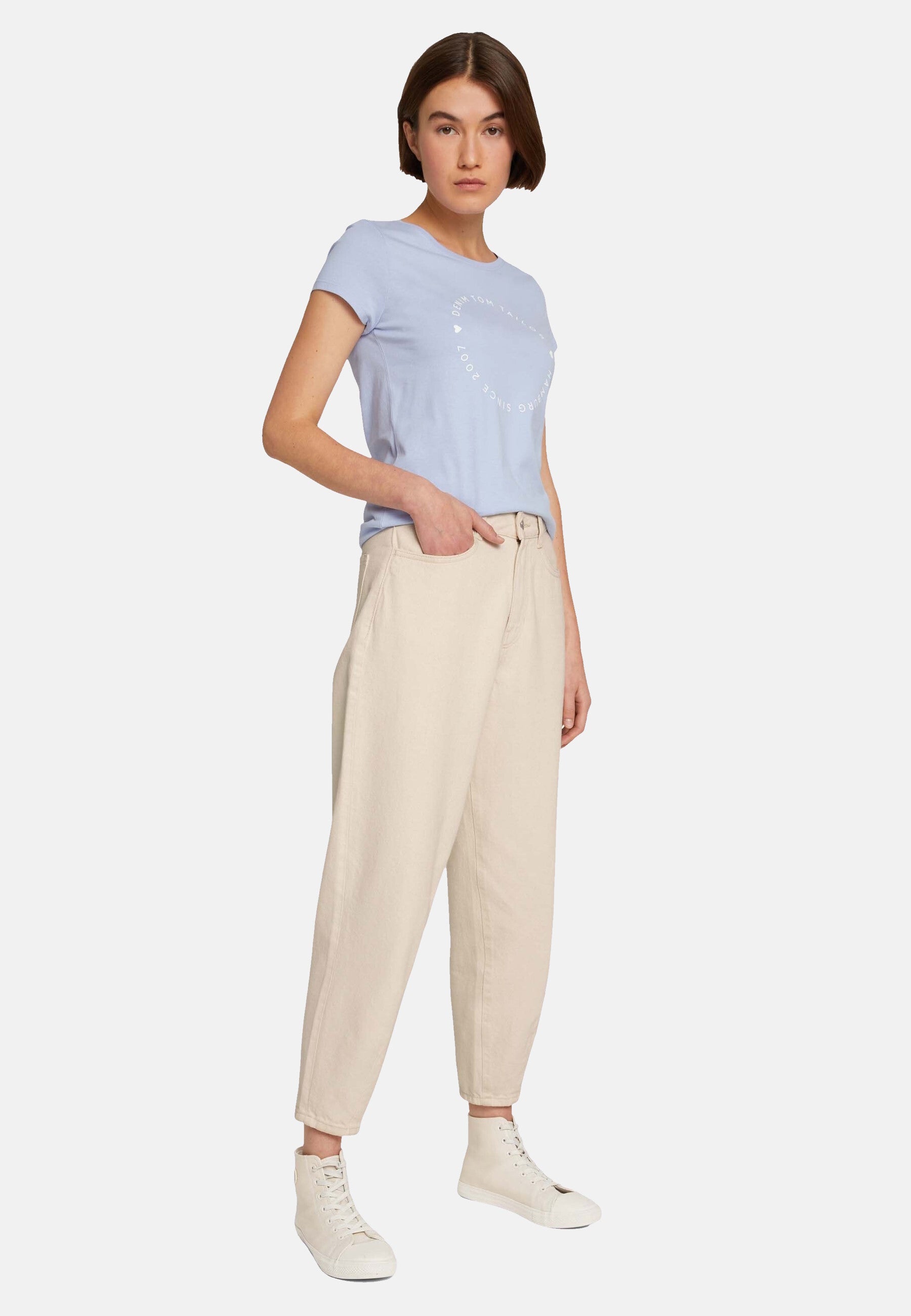 Tom Tailor Basic-T-Shirt im 2-Pack mit Rundhalsausschnitt und Logo-Print in Loose Fit