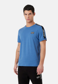 EA7 Emporio Armani Kurzarm-T-Shirt mit Rundhalsausschnitt und Logo-Print aus Baumwolle