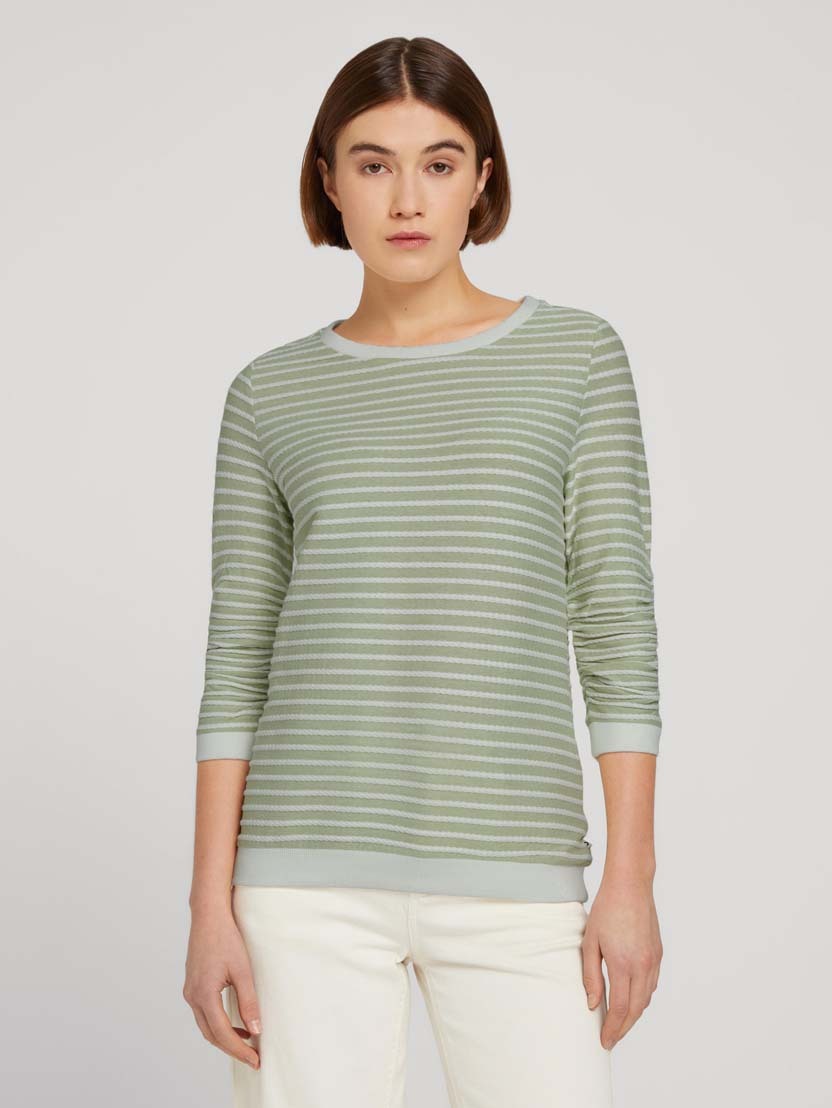 Tom Tailor gestreiftes Jacquard Sweatshirt