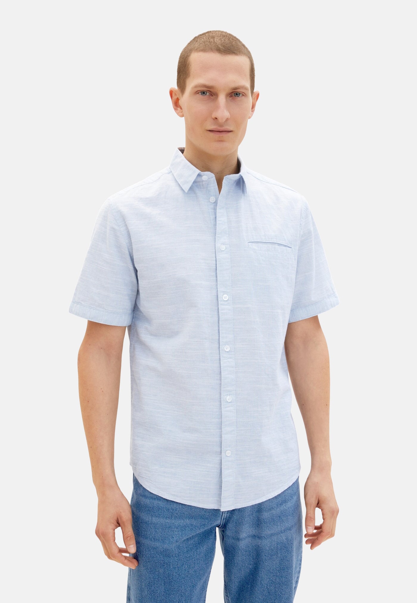 Tom Tailor Tom Tailor Kurzarmhemd mit melierter Struktur