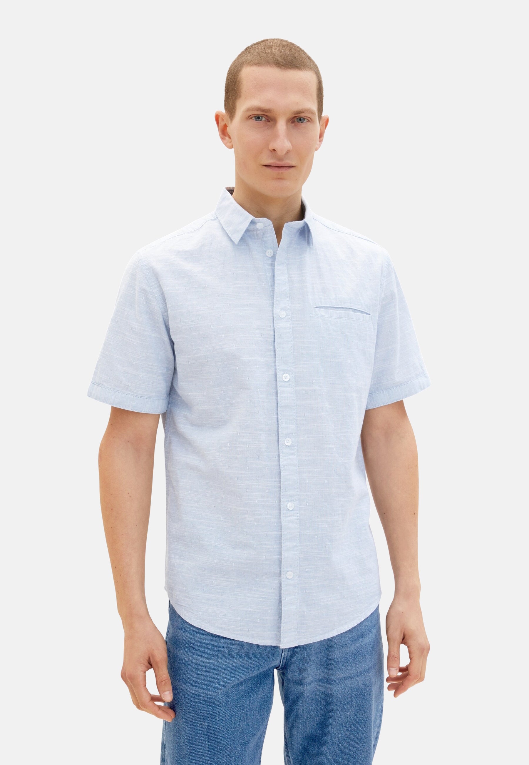 Tom Tailor Tom Tailor Kurzarmhemd mit melierter Struktur