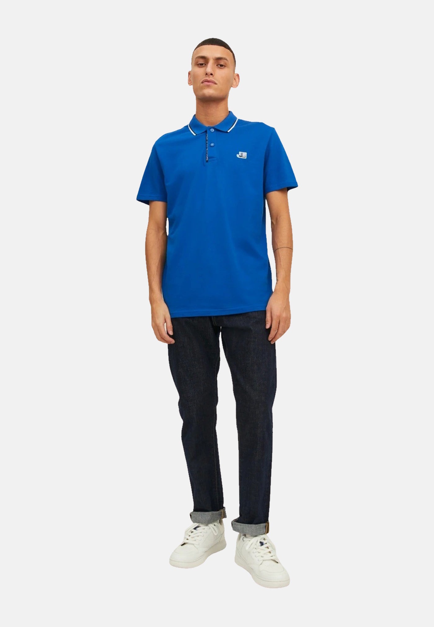 Jack & Jones LOGAN Polo Kurzarmshirt mit Kontraststreifen und Logo-Details