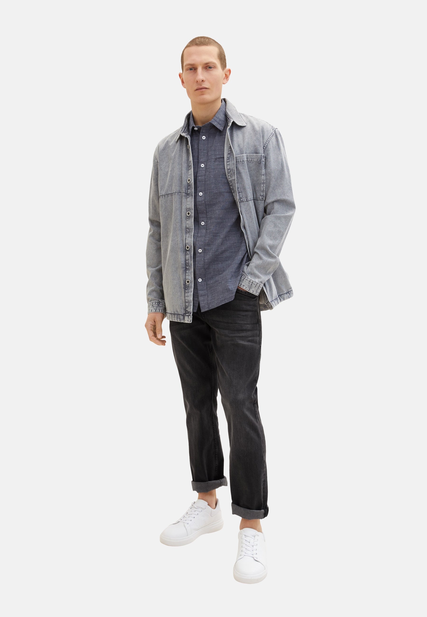 Tom Tailor Tom Tailor Kurzarmhemd mit melierter Struktur