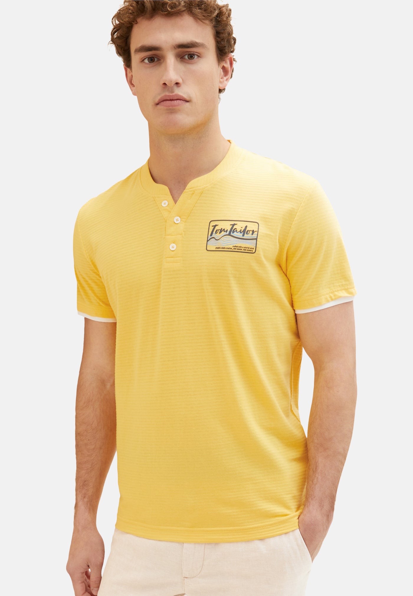 Tom Tailor Kurzarmshirt Henley gestreift