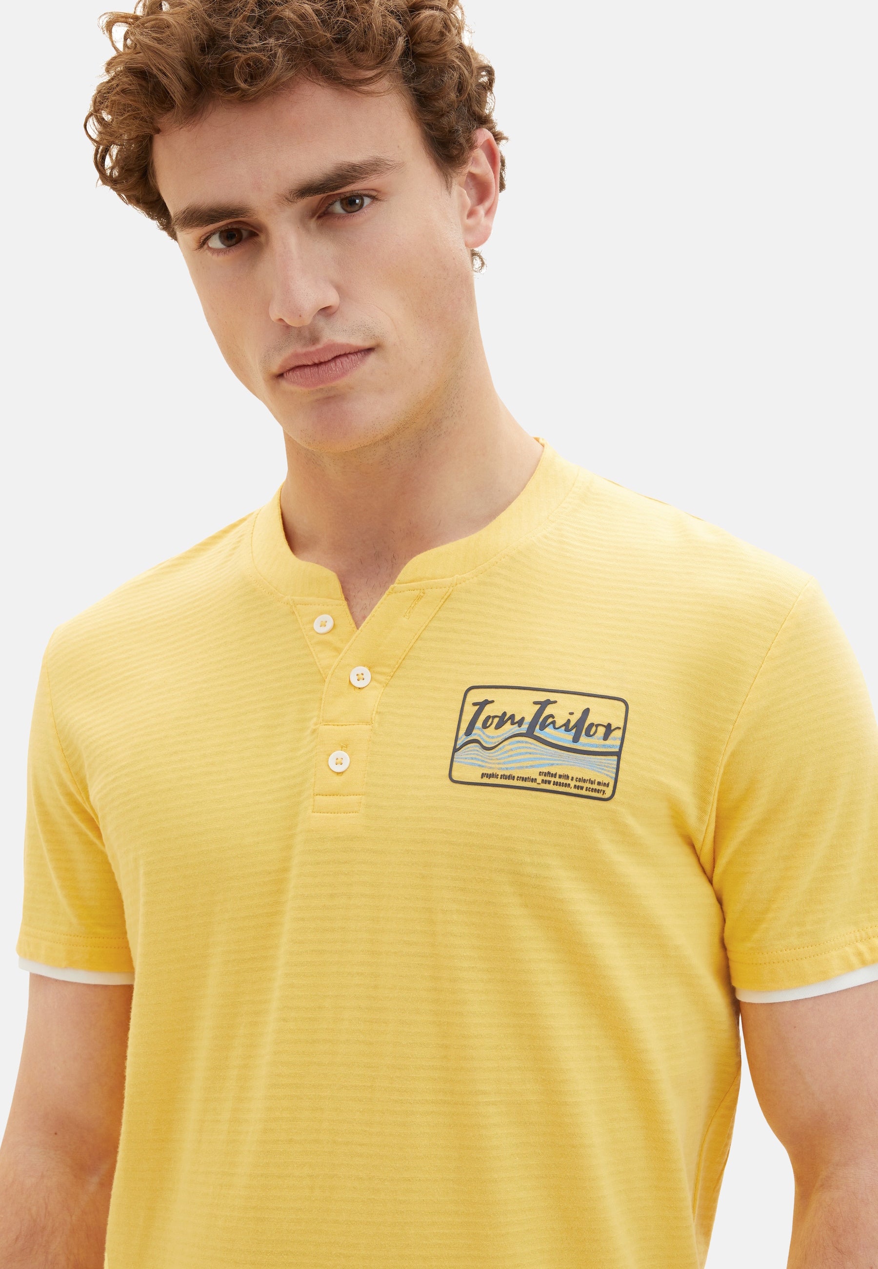 Tom Tailor Kurzarmshirt Henley gestreift