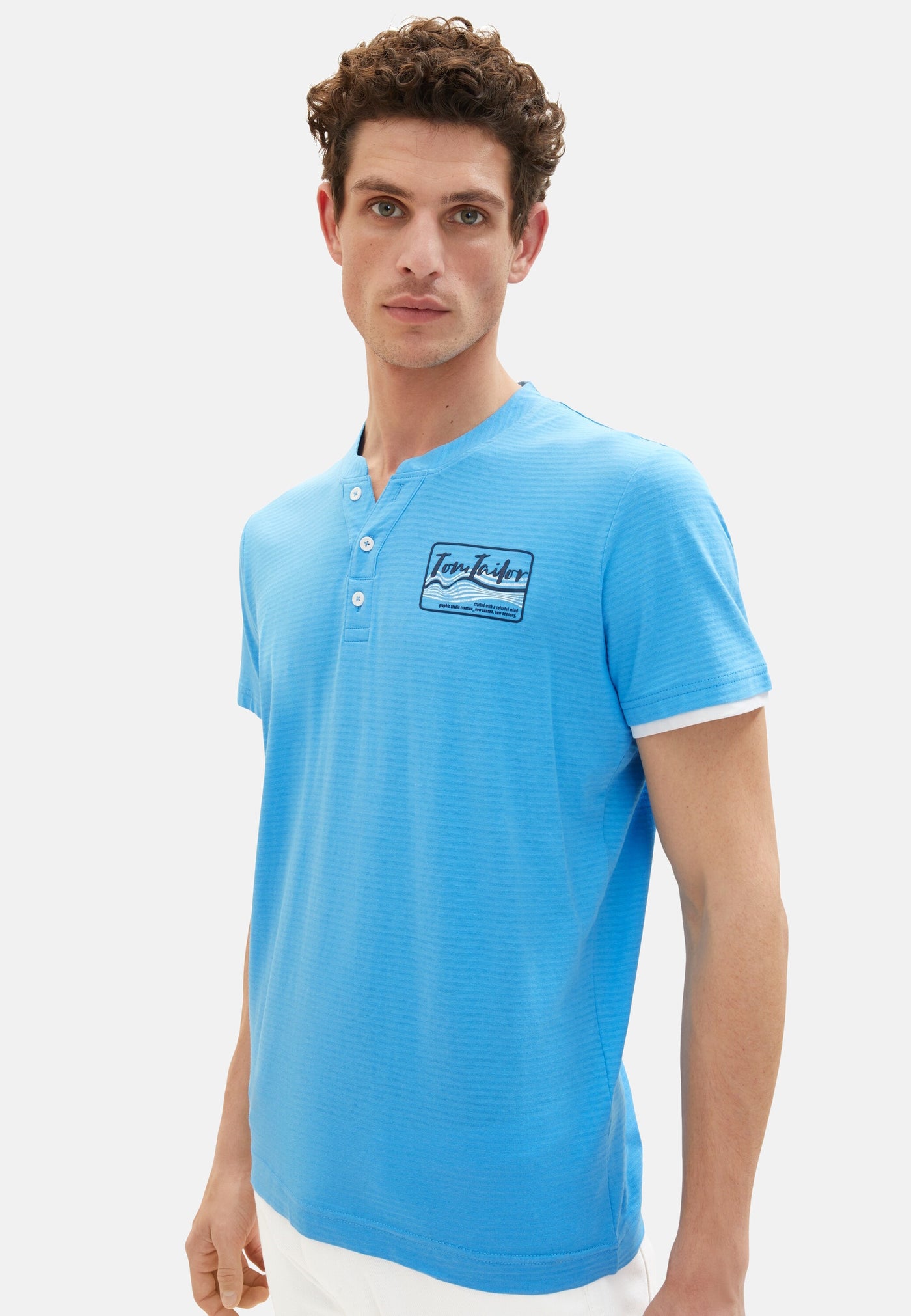 Tom Tailor Kurzarmshirt Henley gestreift