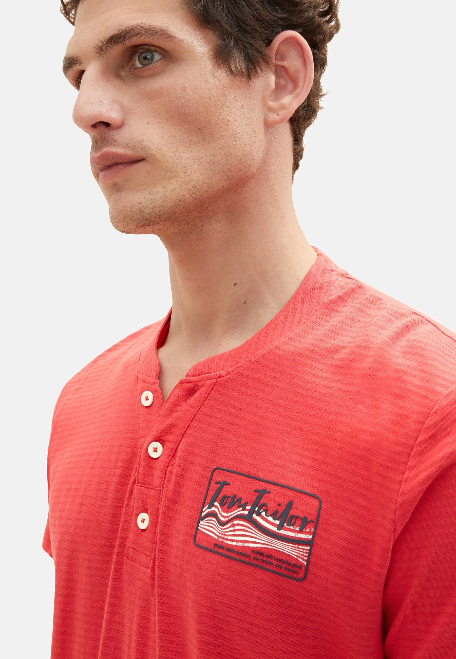 Tom Tailor Kurzarmshirt Henley gestreift