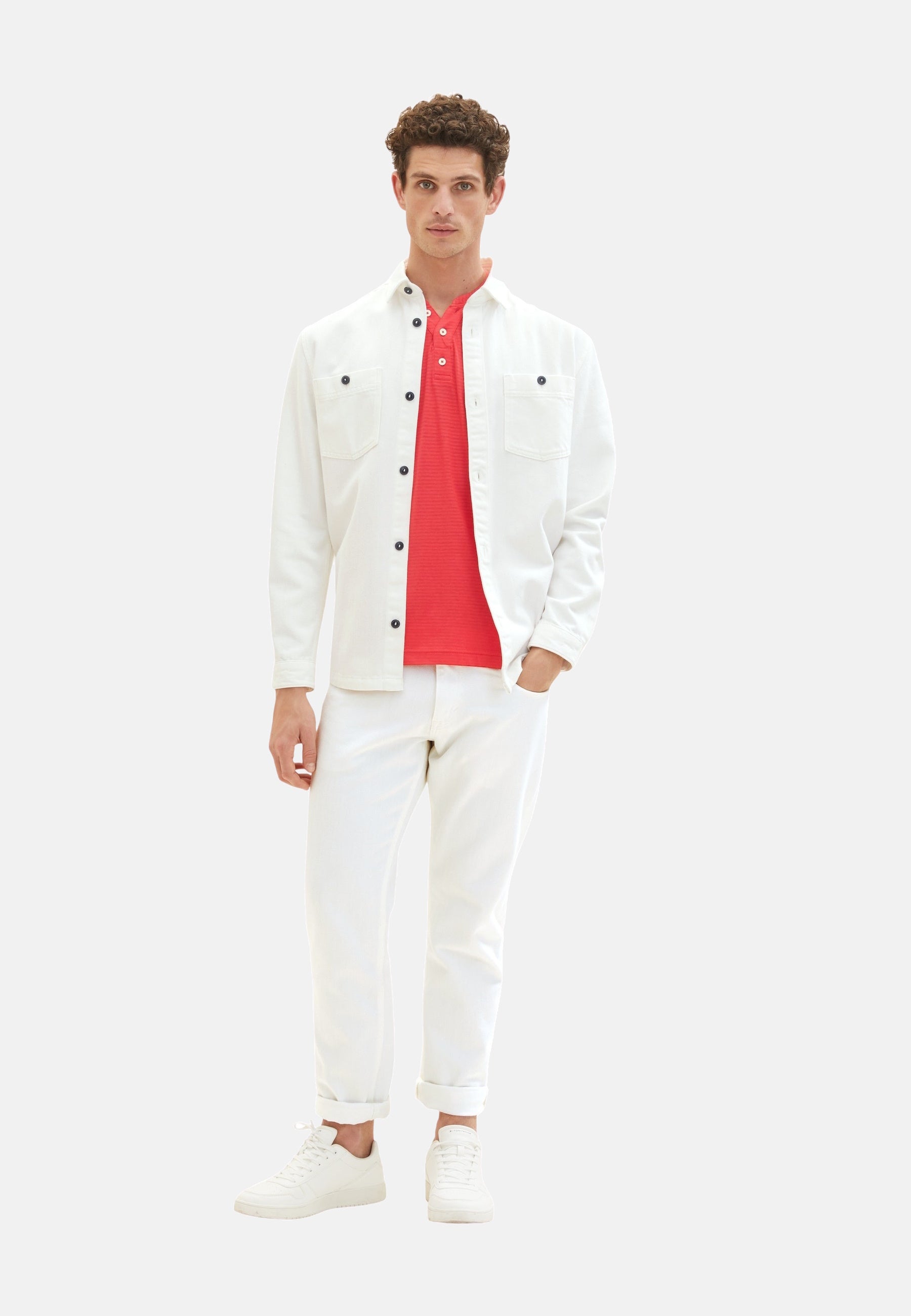 Tom Tailor Kurzarmshirt Henley gestreift