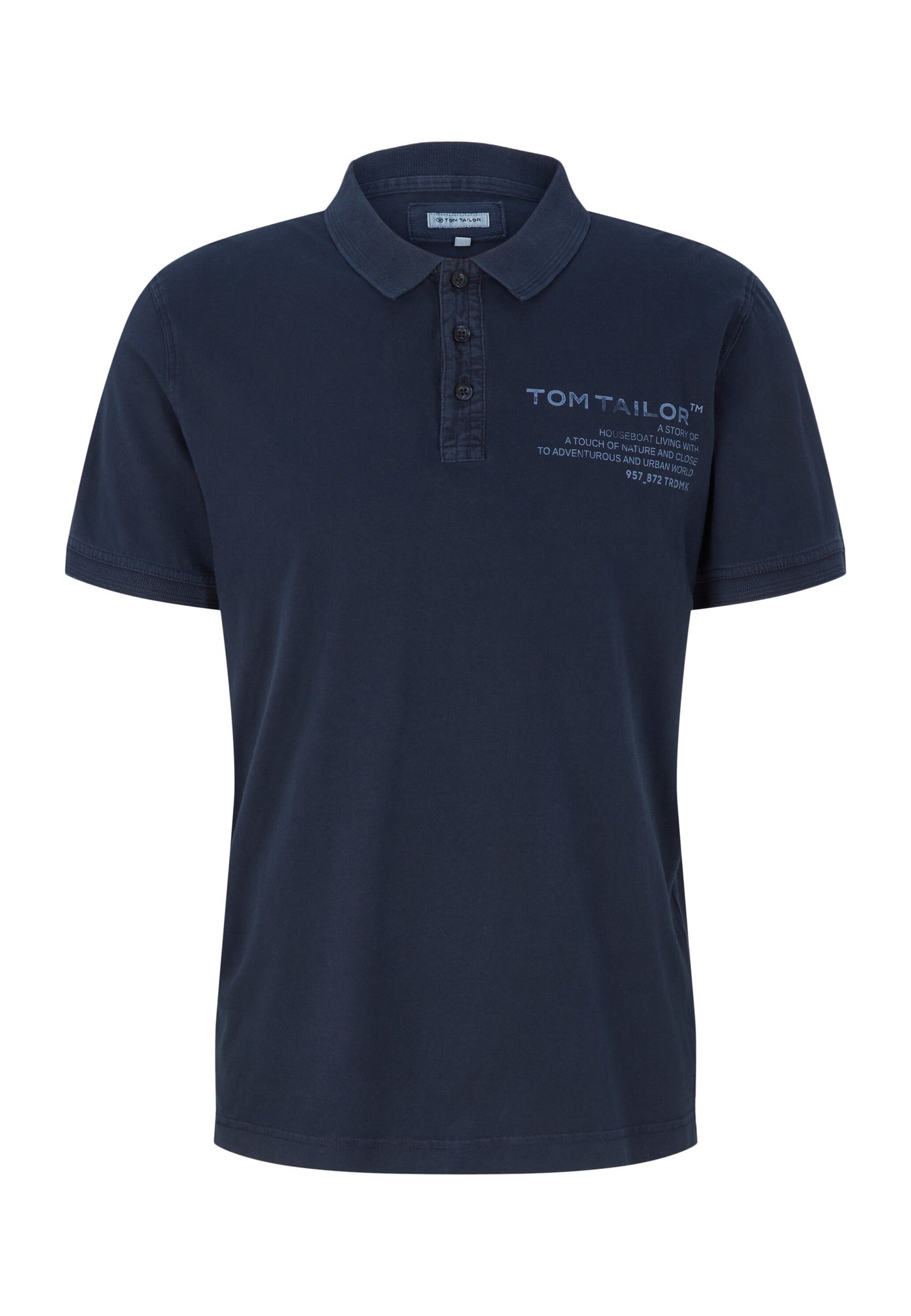 Tom Tailor Kurzarmshirt mit Polokragen und Textprint