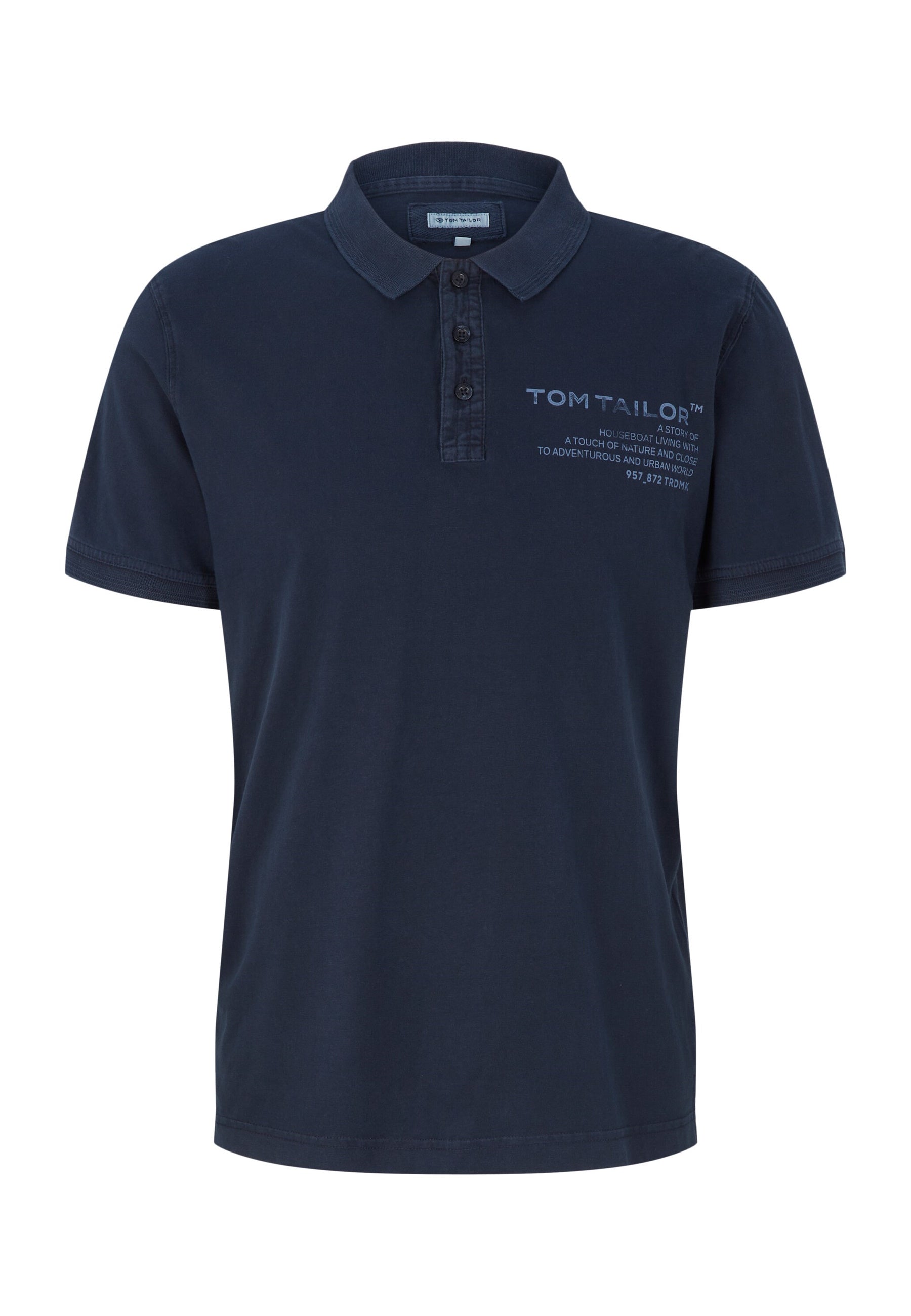 Tom Tailor Kurzarmshirt mit Polokragen und Textprint