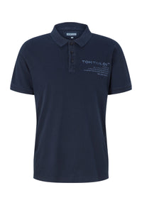Tom Tailor Kurzarmshirt mit Polokragen und Textprint