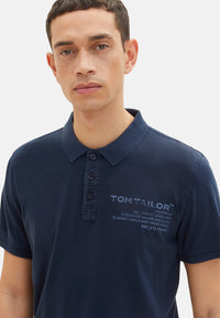 Tom Tailor Kurzarmshirt mit Polokragen und Textprint