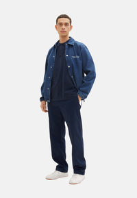 Tom Tailor Kurzarmshirt mit Polokragen und Textprint