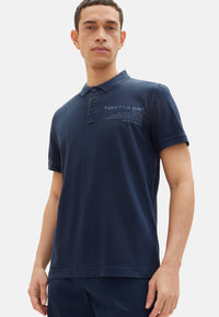 Tom Tailor Kurzarmshirt mit Polokragen und Textprint