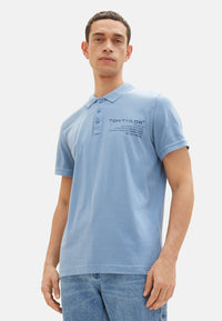 Tom Tailor Kurzarmshirt mit Polokragen und Textprint