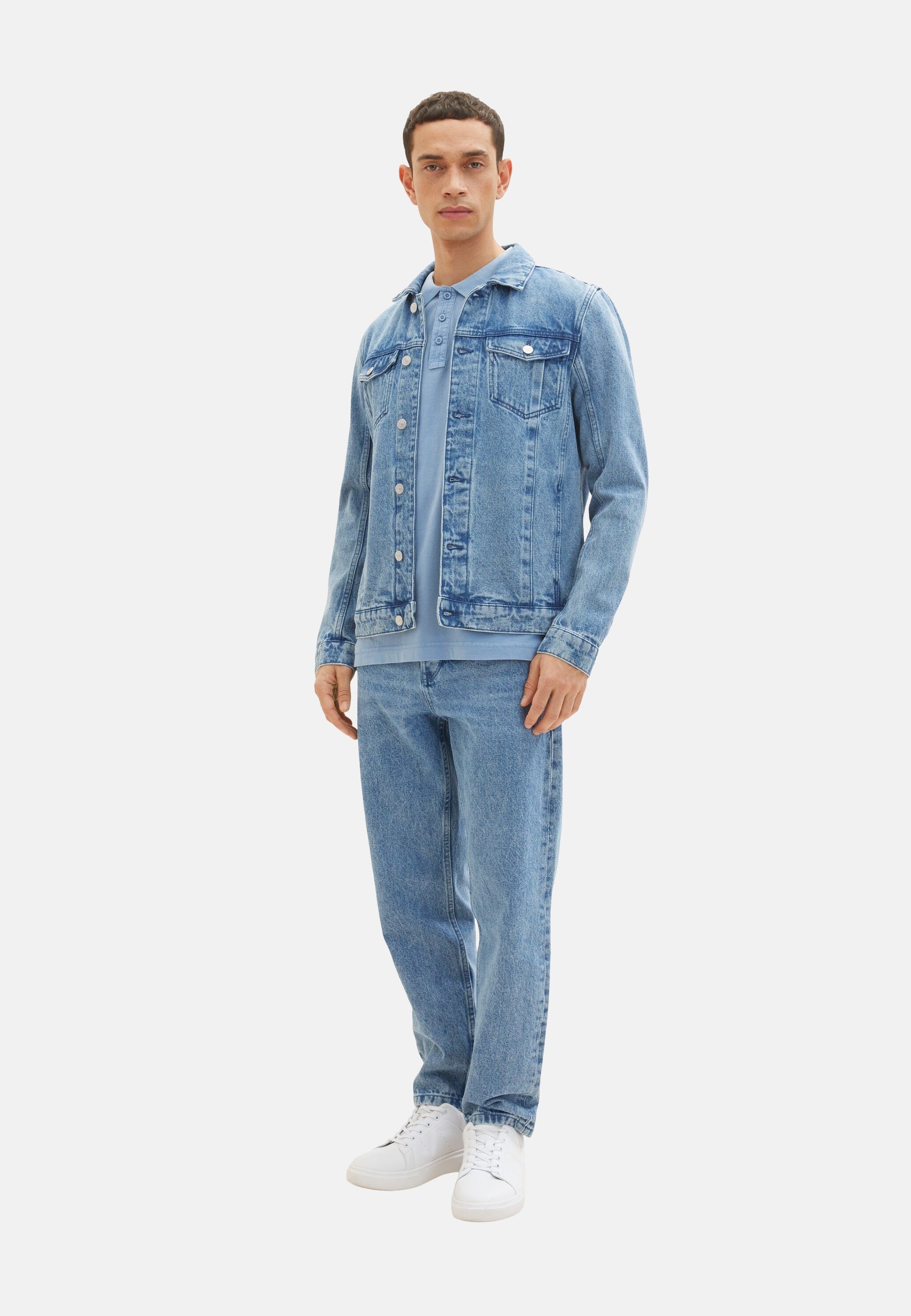 Tom Tailor Kurzarmshirt mit Polokragen und Textprint