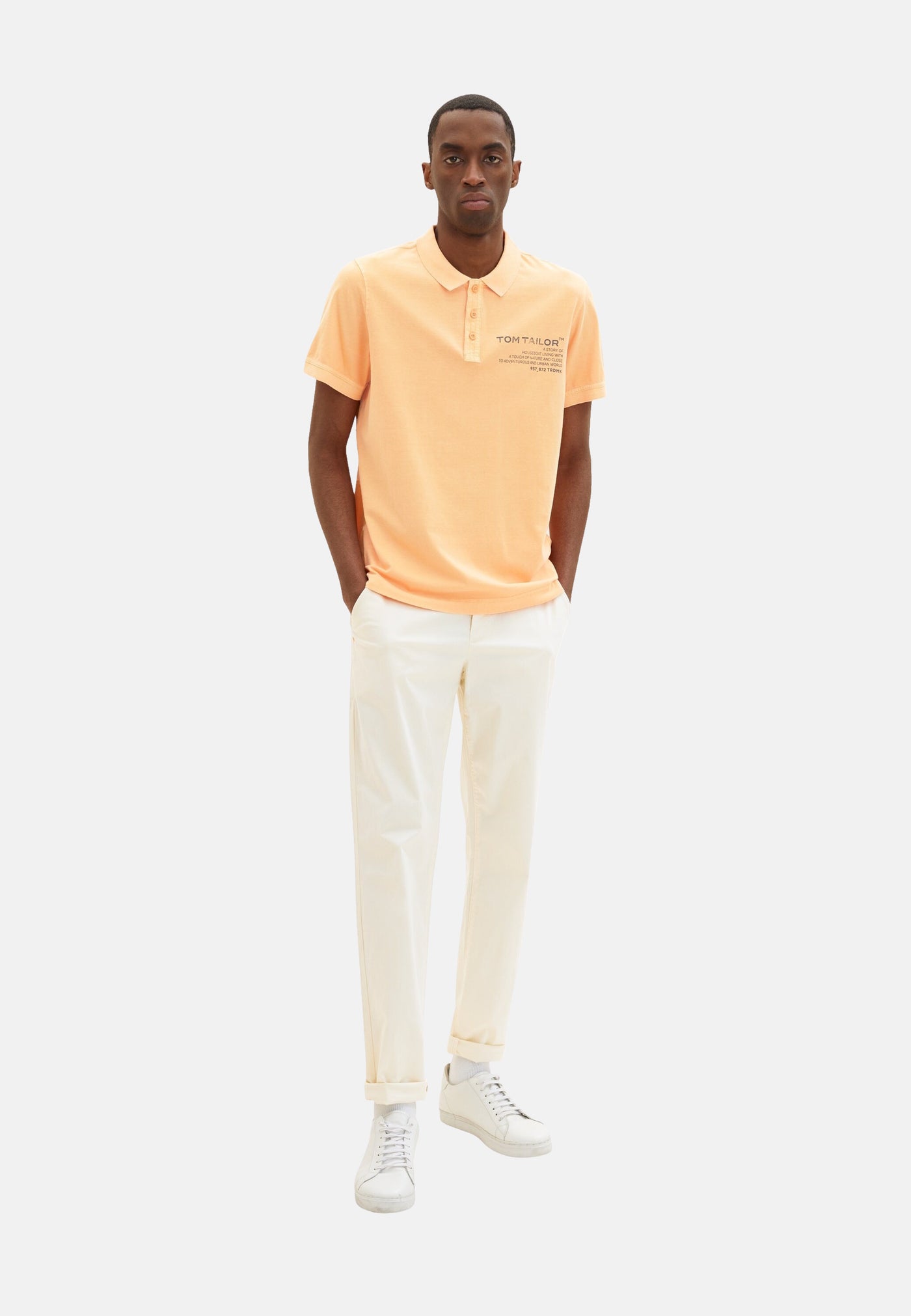 Tom Tailor Kurzarmshirt mit Polokragen und Textprint