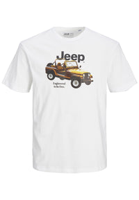 Jack & Jones Einfarbiges Kurzarmshirt JORJEEP GRAPHIC TEE SS CREW NECK mit Print-Motiv in Regular Fit